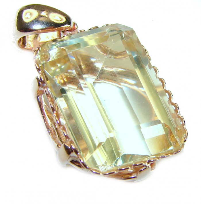 10.3 carat Lemon Quartz 14K Gold over .925 Sterling Silver handcrafted pendant - photo 3