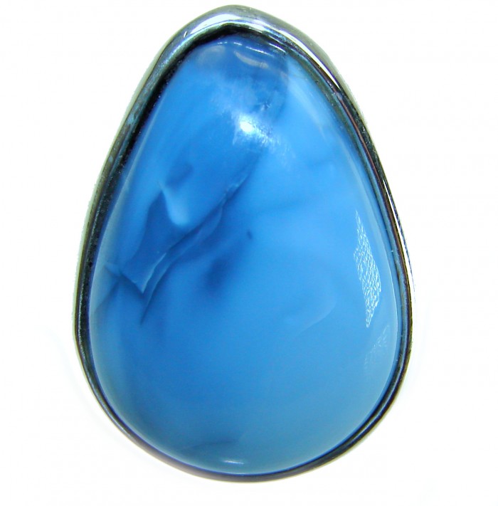 Fancy Style Angelite .925 Sterling Silver Ring s. 7 adjustable - Close-up of Fancy Style Angelite .925 Sterling Silver Ring.