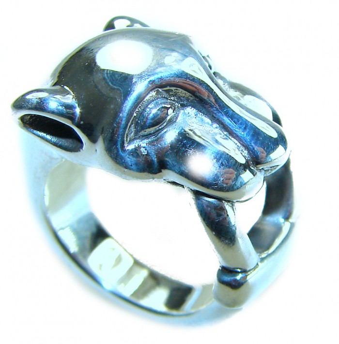 Cheetah .925 Sterling Silver handmade Statement Ring s. 6 - Cheetah sterling silver ring, top view, size 6, handmade statement piece
