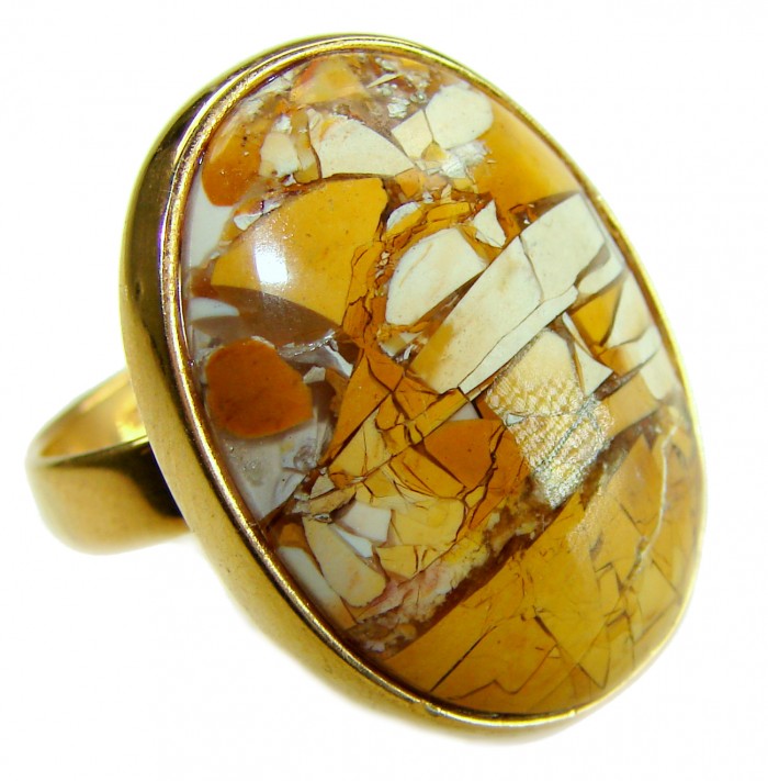 Flawless Australian Bracciated Mookaite .925 Sterling Silver Ring size 8 adjustable - Close-up of Flawless Australian Bracciated Mookaite ring stone.
