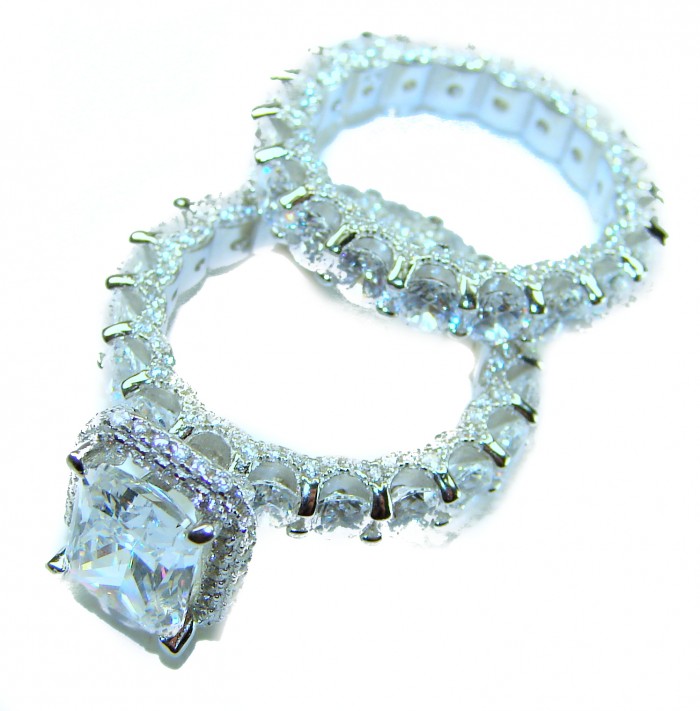 Aphrodite - 12.6 carat White Topaz .925 Sterling Silver handcrafted stack up ring size 5 1/2 - Top view of Aphrodite ring set with white topaz and sterling silver.