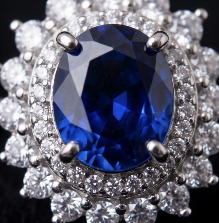 Classic Beauty- Luxurious 5.8 carat Tanzanite .925 Sterling Silver handcrafted Ring size 8 1/4 - Close-up of Classic Beauty 5.8 carat Tanzanite ring in sterling silver
