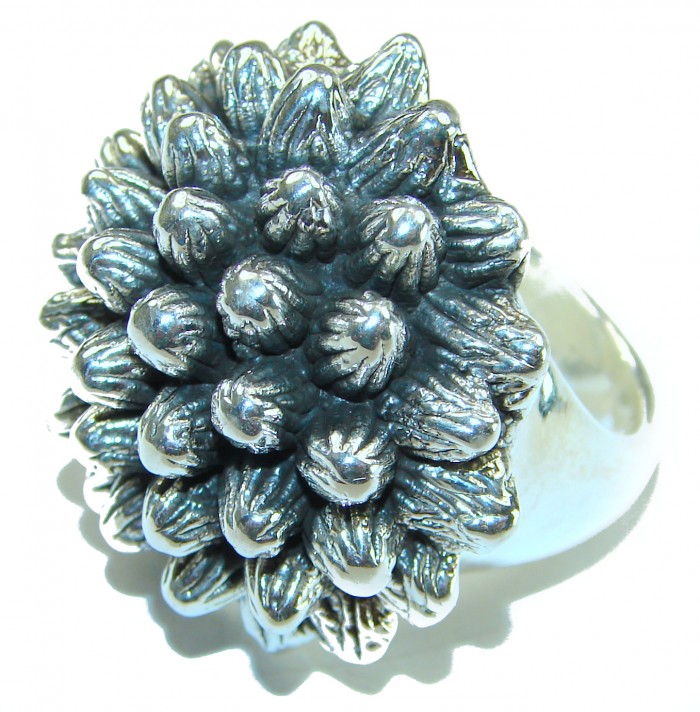 Large Flower Bali made .925 Sterling Silver handcrafted Ring s. 6 1/2 - photo 2