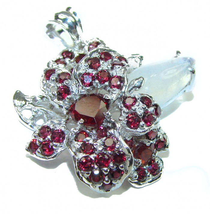 Carmen authentic Garnet Moonstone .925 Sterling Silver handcrafted pendant - photo 3