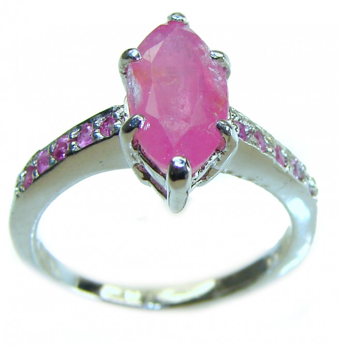Red Brilliance 2.6 carat Ruby .925 Silver handcrafted Cocktail Ring s. 6 - photo 2