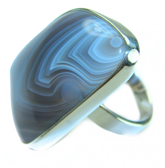 Simplicity Scentic Montana Agate .925 Sterling Silver Ring s. 8 - Close-up of Simplicity Scentic Montana Agate Sterling Silver Ring
