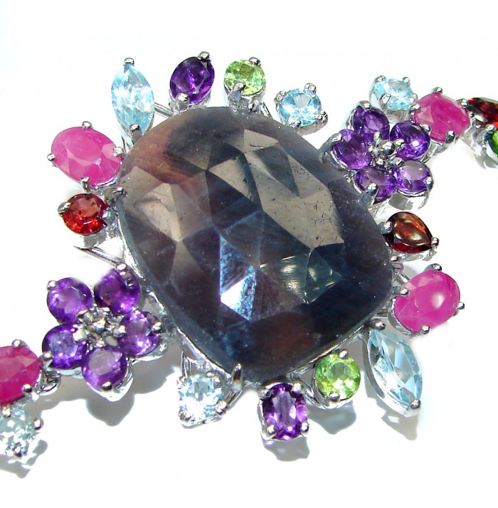 Luxury Authentic Ruby .925 Sterling Silver handmade Bracelet - photo 2