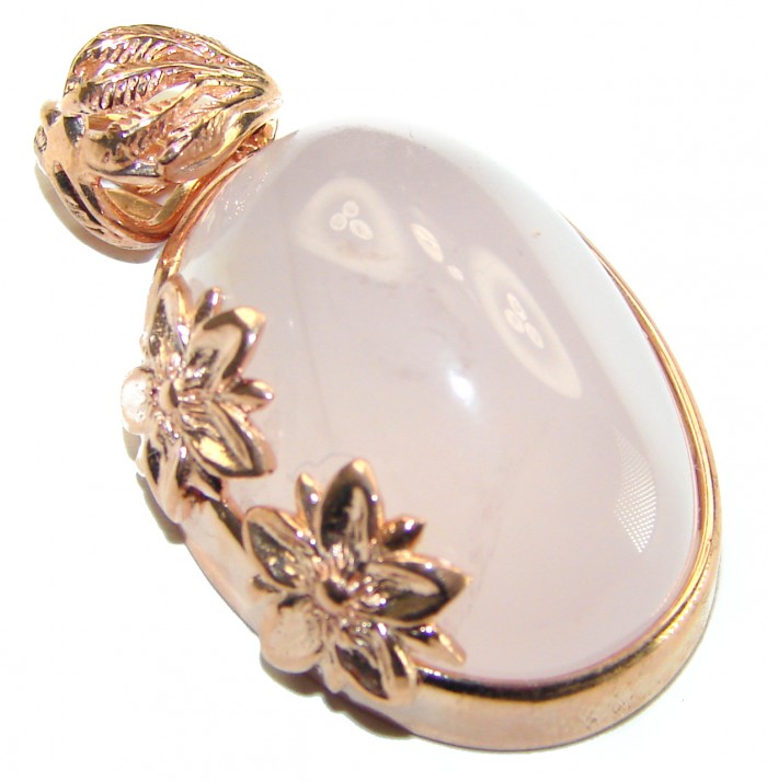 Vintage Beauty quality Rose Quartz 14K Gold over .925 Sterling Silver handmade Pendant - photo 1