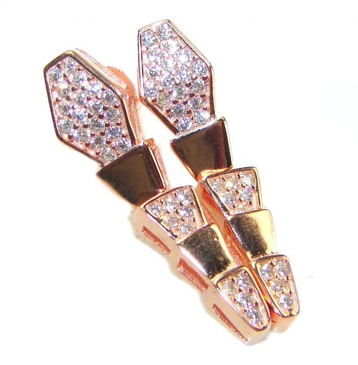 The Egyptian Cobra White Sapphire 18K Rose Gold over .925 Sterling Silver handcrafted Earrings - photo 4