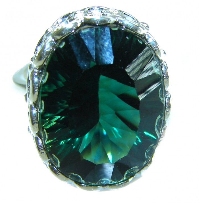 Timless Beauty 18.5 carat Helenite .925 Sterling Silver handmade Ring s. 8 adjustable - photo 2