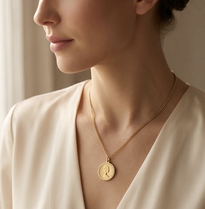 Ave Caesar - Vintage Style Coin Gold handcrafted necklace - photo 1