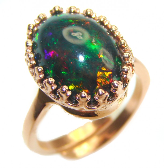 A Milky Way Genuine 15.9 carat Black Opal 18K Gold over .925 Sterling Silver handmade Ring size 8 - photo 4