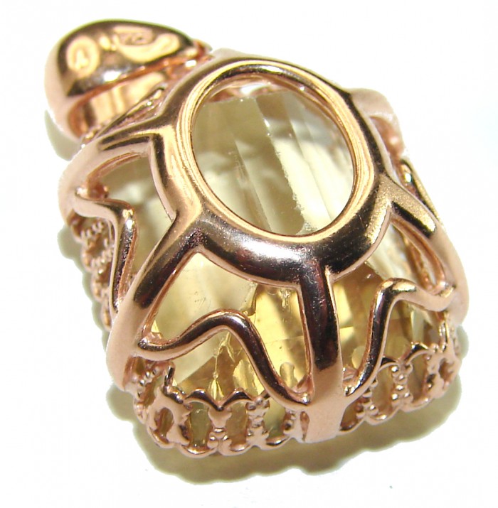 14.3 carat Lemon Quartz 14K Gold over .925 Sterling Silver handcrafted pendant - photo 1