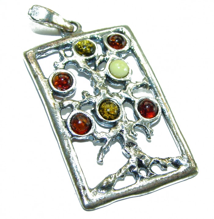 Perfect Family Tree Baltic Amber .925 Sterling Silver Pendant - photo 3
