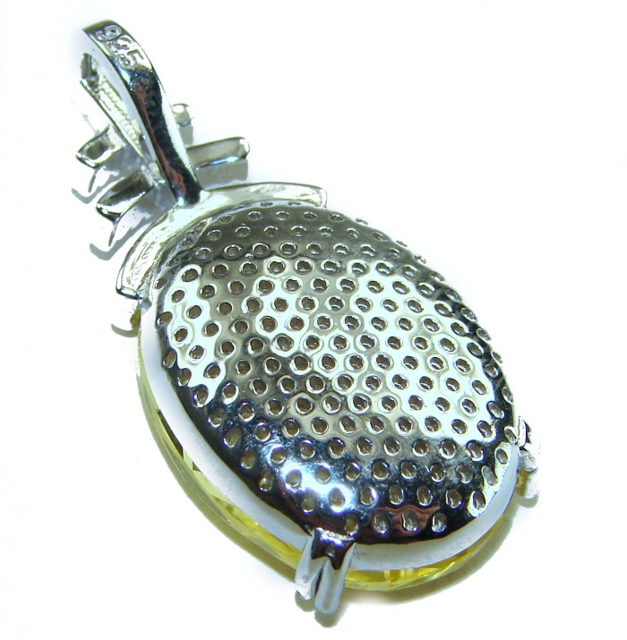 Divine Beauty 18.5 carat Lemon Quartz .925 Sterling Silver Handcrafted .925 Sterling Silver handcrafted pendant - Back view of Divine Beauty Lemon Quartz pendant in sterling silver.