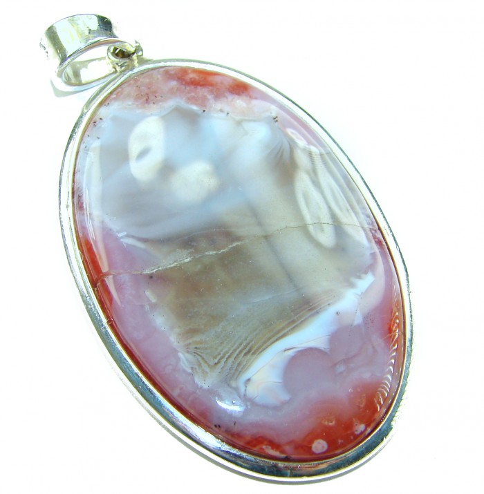 Top quality Butterfly Wings Jasper from Sierra Madre .925 Sterling Silver handmade Pendant - Close-up of Butterfly Wings Jasper pendant in silver setting.