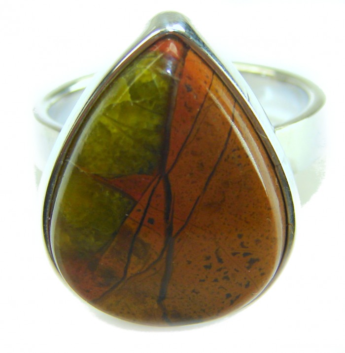 Morrisonite .925 Sterling Silver handmade ring size 9 adjustable - Close-up of Morrisonite stone on sterling silver ring, size 9 adjustable.