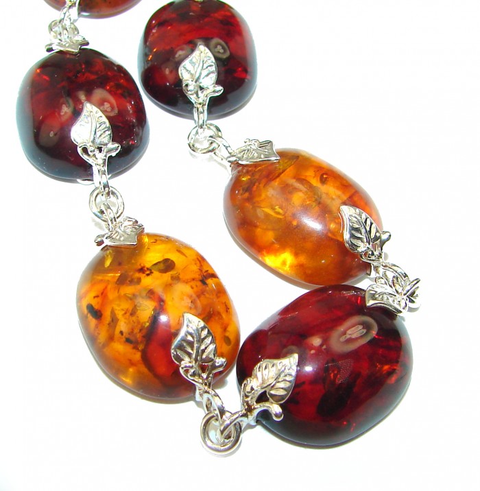Cognac Color Beautiful Amber .925 Sterling Silver handcrafted Bracelet - photo 2