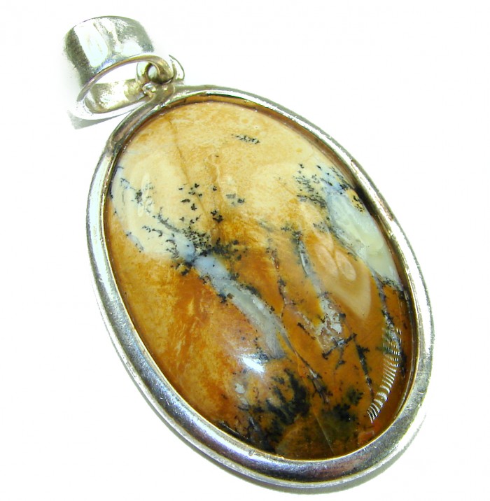 Top quality Picture Jasper .925 Sterling Silver handmade Pendant - Close-up of Picture Jasper pendant set in .925 Sterling Silver.