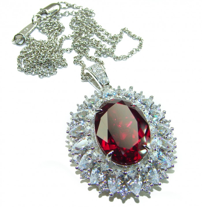 Magic 15.2 carat Ruby White Topaz .925 Sterling Silver .925 Sterling Silver Statement Necklace - Close-up of Magic 15.2 carat Ruby White Topaz Sterling Silver pendant