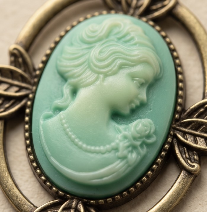 Vintage Beauty Cameo Rainbow Abalone Vintage style dipped in black rhodium Necklace - photo 3
