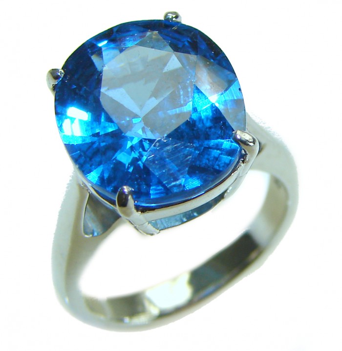 Eau Propre natural 12.5 carat Blue Swiss Topaz .925 Sterling Silver handcrafted Ring size 5 3/4 - photo 3