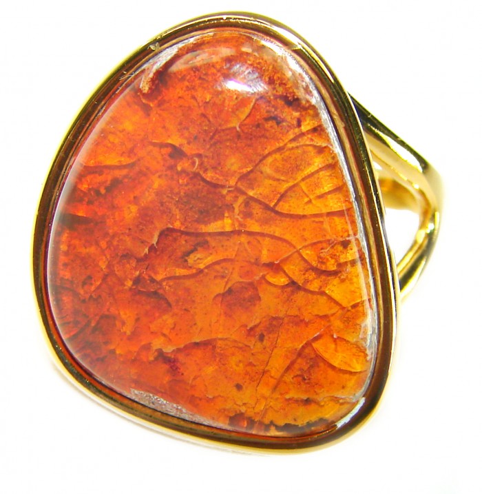 Bonefire Night best quality 19.4 carat Mexican Opal 18K Rose Gold over .925 Sterling Silver handmade ring 8 - photo 3