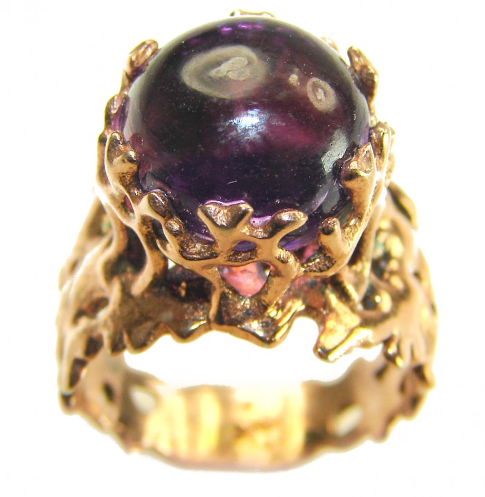 Purple Reef Amethyst Rose Gold over .925 Sterling Silver Ring size 7 - Close-up of Purple Reef Amethyst ring in rose gold over sterling silver