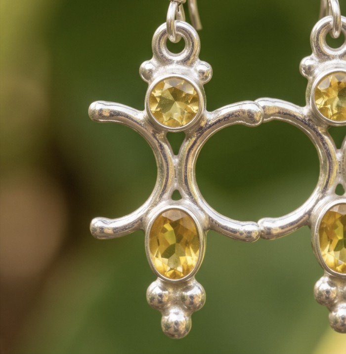 Victoria Authentic 3.5 carat Brazilian Citrine Silver handcrafted Statement earrings - photo 3