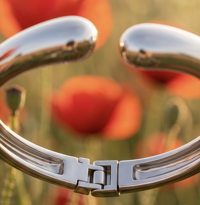 Fancy .925 Sterling Silver handcrafted Statement Italy made Bracelet / Cuff - Clasp detail of handcrafted .925 sterling silver statement jewelry