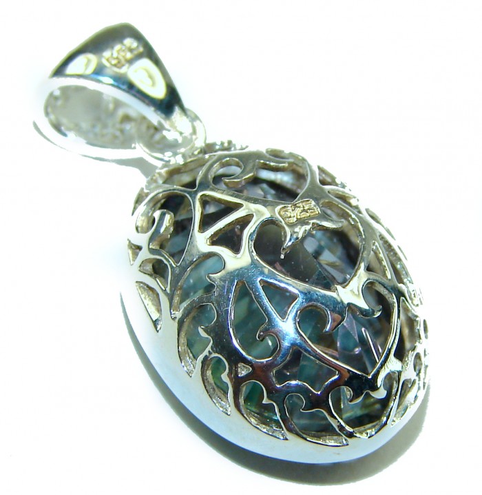 Magic Aurora Topaz .925 Sterling Silver handcrafted Pendant - photo 2