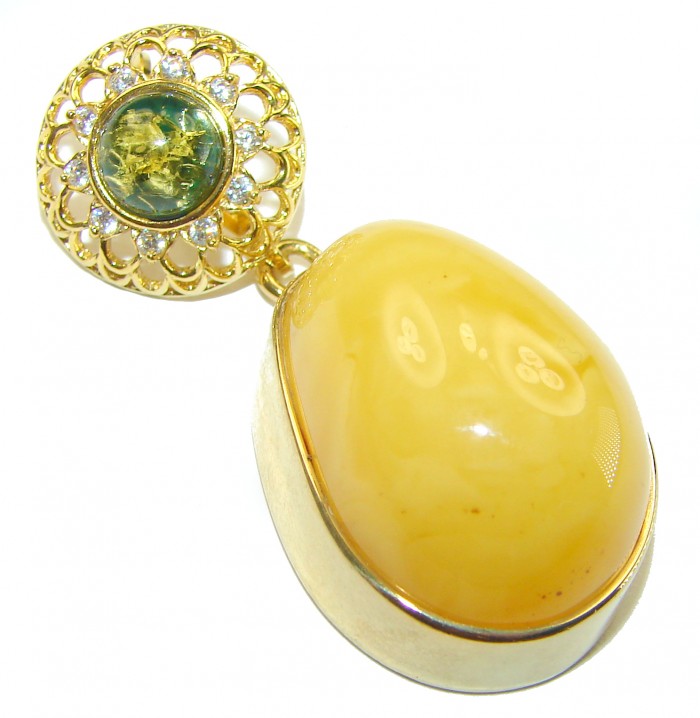 Vintage Beauty authentic Baltic Amber 14k Gold over .925 Sterling Silver handcrafted pendant - photo 1