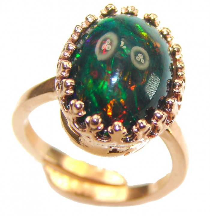 A Milky Way Genuine 15.9 carat Black Opal 18K Gold over .925 Sterling Silver handmade Ring size 8 - photo 3