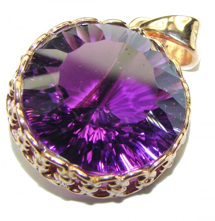 Vintage Design Amethyst 14K Gold over .925 Sterling Silver handcrafted Pendant - photo 2