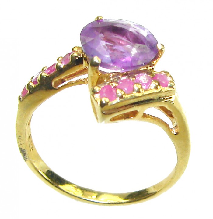 Vintage design 3.8 carat Amethyst .925 Sterling Silver Handcrafted Ring size 5 - photo 2