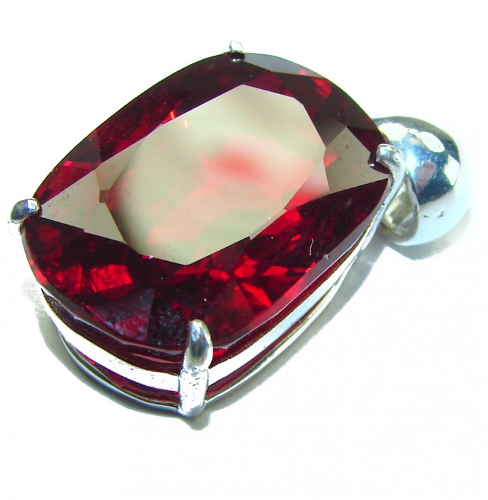 Red Magma 22.5 carat Red Topaz .925 Sterling Silver handmade pendant - photo 2