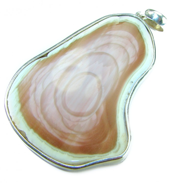 Perfect quality Imperial Jasper .925 Sterling Silver handmade Pendant - Imperial Jasper pendant in .925 silver, front view.