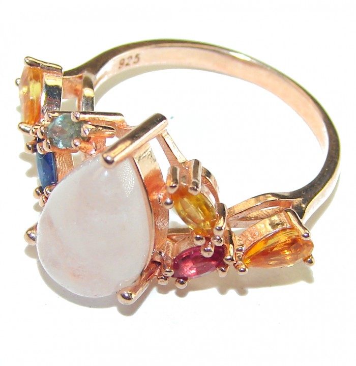 Exceptional Morganite 18K Rose Gold over .925 Sterling Silver handcrafted ring s. 7 1/2 - photo 1
