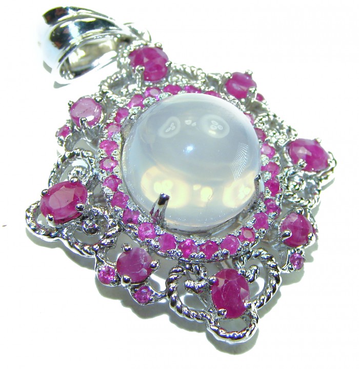 Pink Majesty Authentic 14.5 carat Brazilian Rose Quartz Ruby .925 Sterling Silver incredible Ring - photo 3