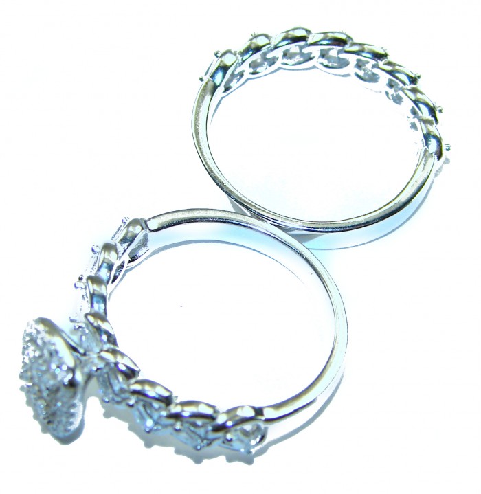 6.8 carat White Topaz .925 Sterling Silver brilliantly handcrafted stack ring s. 6 3/4 - Side view of 6.8 carat White Topaz .925 Sterling Silver rings.