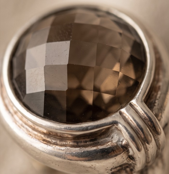 11.8 grams carat Genuine Smoky Topaz Silver Handcrafted Ring size 8 - photo 3