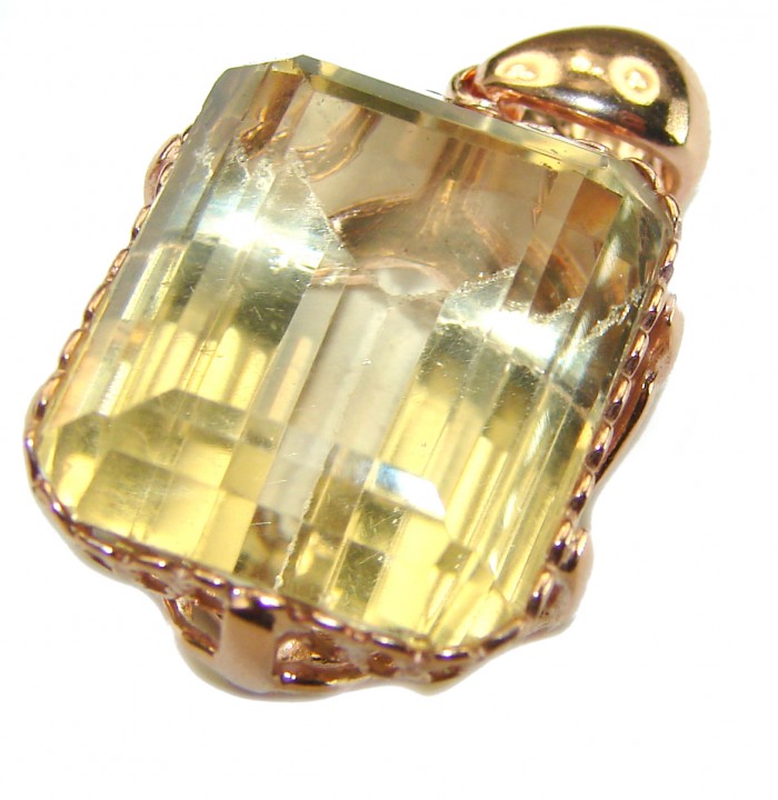 14.3 carat Lemon Quartz 14K Gold over .925 Sterling Silver handcrafted pendant - photo 2