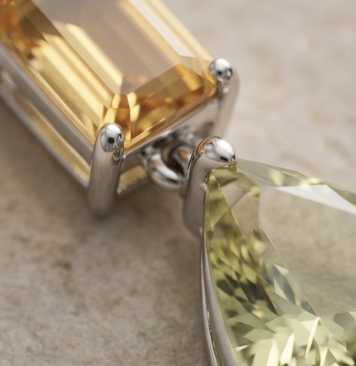 Wise Bliss Authentic 18.2 carat Brazilian Citrine .925 Sterling Silver handmade pendant - Close-up of Wise Bliss 18.2 ct Brazilian Citrine in .925 silver setting