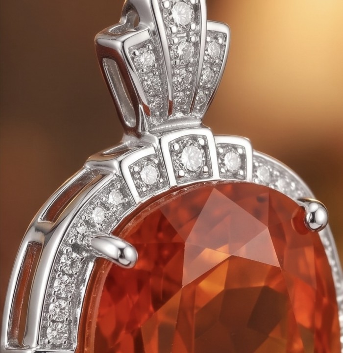 Vivid Energy 36.4 ctw Red Topaz .925 Sterling Silver handcrafted Statement Pendant - photo 6