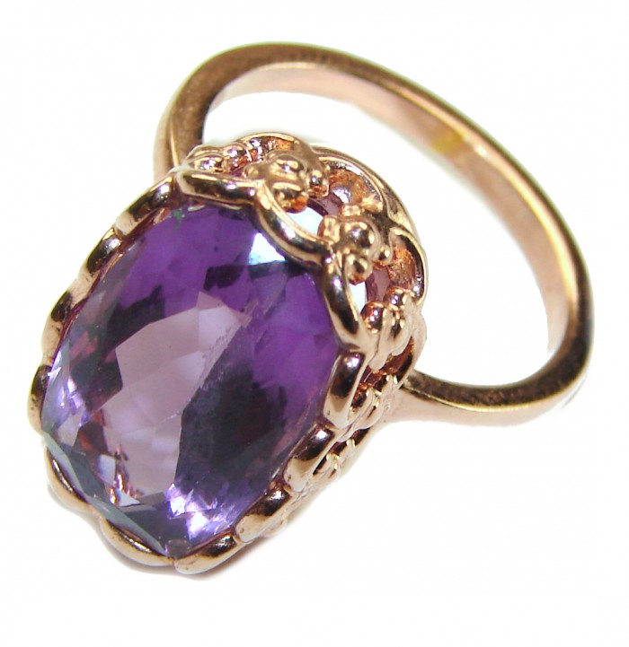 Dramatic design 11.8 carat Amethyst 14K Gold over .925 Sterling Silver Handcrafted Ring size 9 - photo 1