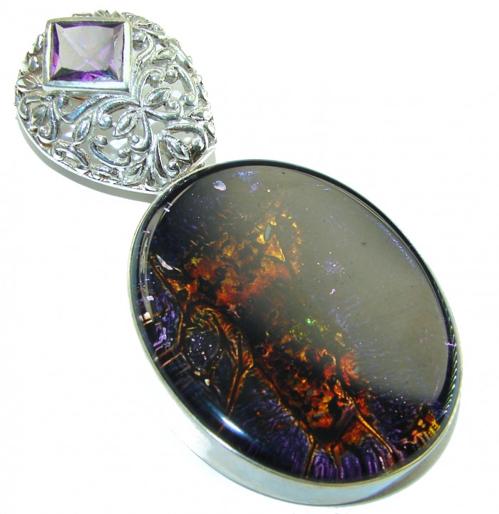 Maroccan Night Dichroic Glass .925 Sterling Silver handcrafted pendant - photo 1