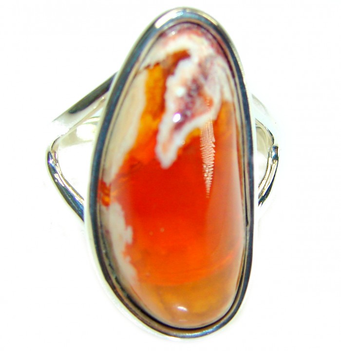 Inner Fire best quality 21.4 carat Mexican Opal 18K Gold over .925 Sterling Silver handmade ring 9 - Close-up of oval Mexican Opal ring in 18K gold setting.
