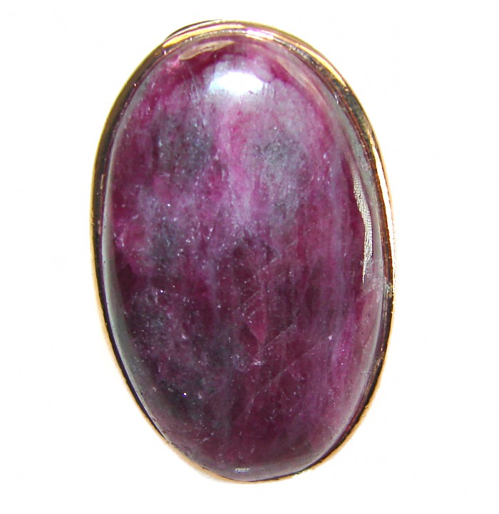 Authentic Ruby in Zoisite 18k Rose Gold over .925 Sterling Silver handmade Cocktail Ring s. 8 adjustable - Ruby in Zoisite ring close-up in 18k Rose Gold and .925 Sterling Silver