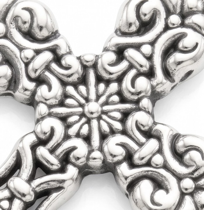 Holy Cross the best quality .925 Sterling Silver Bali made Pendant - Close-up of intricate Holy Cross .925 Sterling Silver detail.