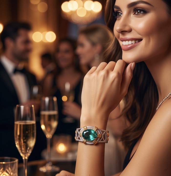 Real Treasure 24.2 carat Aquamarine 2 tones .925 Sterling Silver Bracelet BANGLE - Worn on hand: 24.2 carat aquamarine bracelet, elegant party setting.